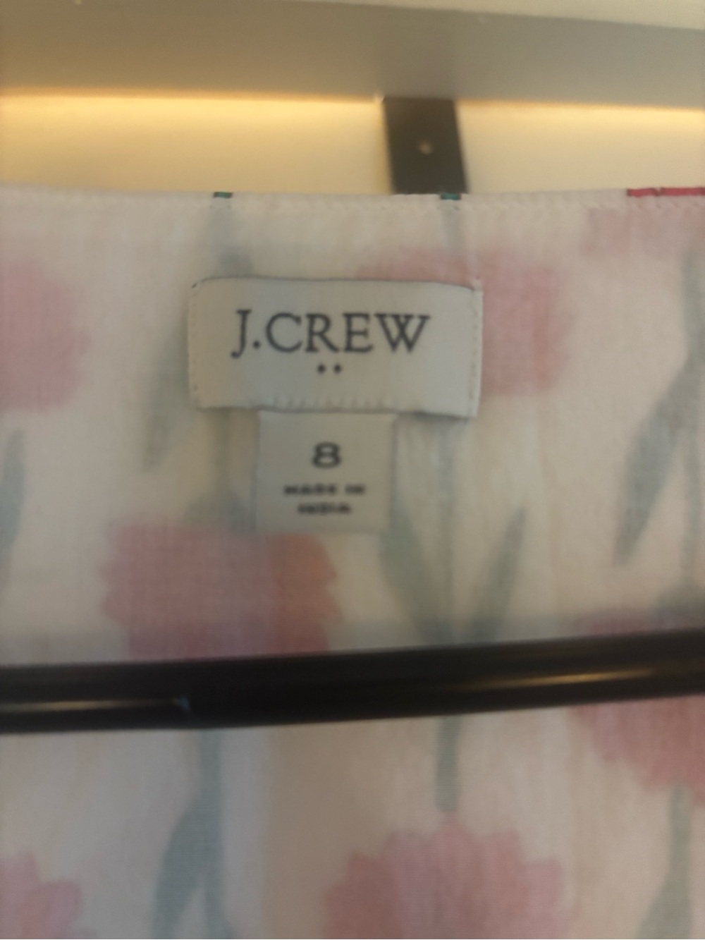 J. Crew White Dress with Pink Floral Print and Green Stems - Picture 2 of 2